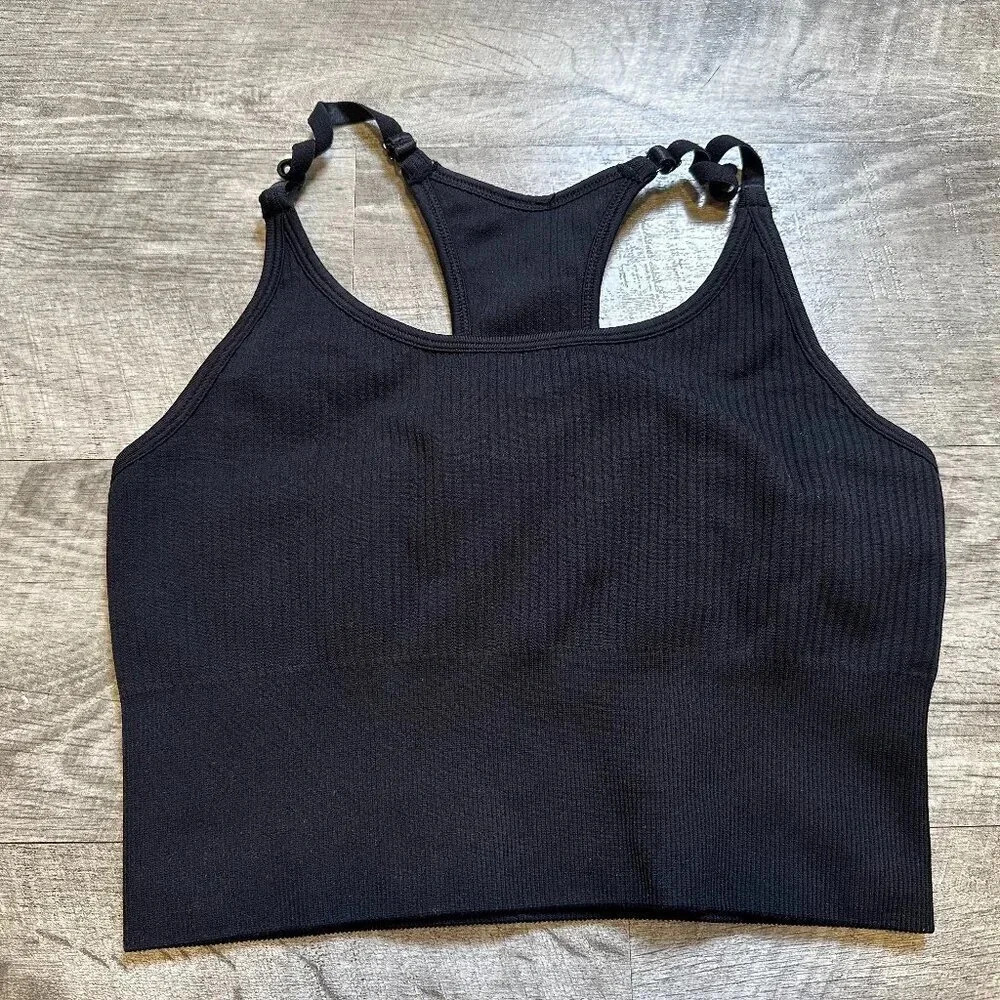 Balance Athletica Vitality Black Seamless Racerback Sports Bra Estimated M or S